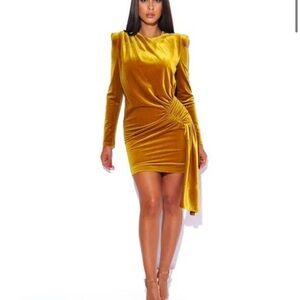 Miss Circle Aura Velvet Dress Ruched Hip Round Neck Side Sash Side Zip Sz M NEW